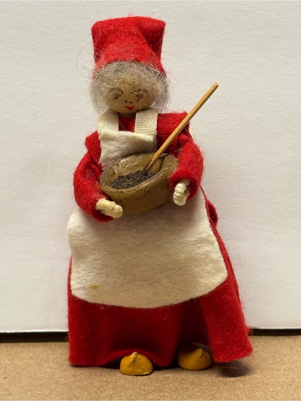 Handmade Miniature Doll with Mixing Bowl and Spoon
